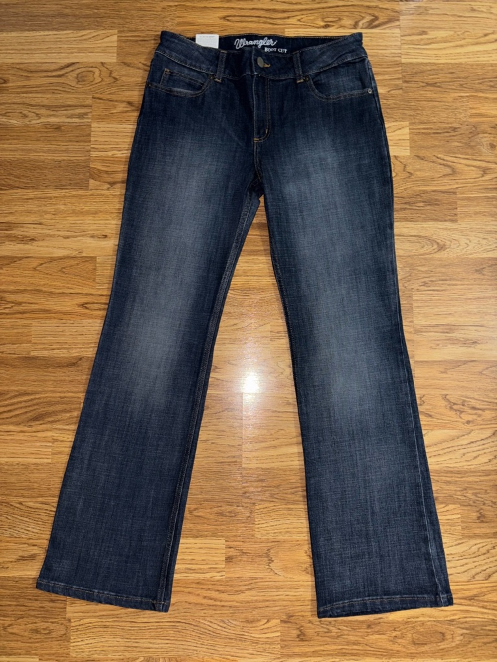 Wrangler Bootcut Jeans Juniors Size 11 Length 32 Dark Wash Pockets Stretch NWT